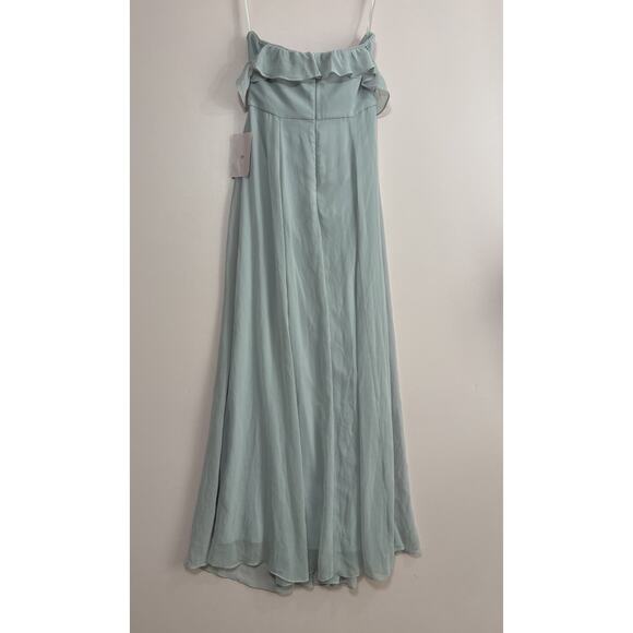 BHLDN Macau Chiffon Off The Shoulder Maxi Dress In Fog Size 10 NWT - Picture 5 of 7